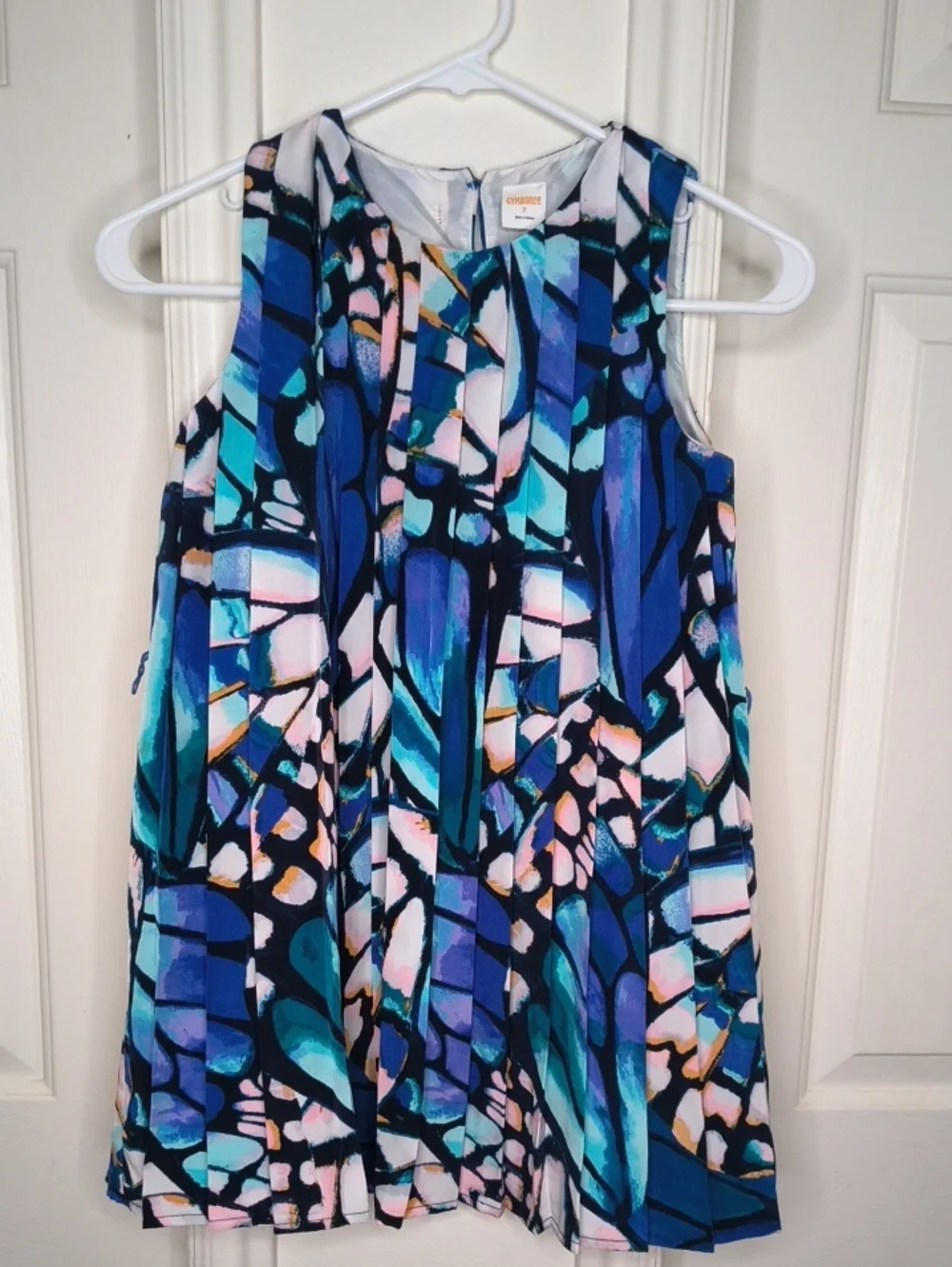 Gymboree Blue, Teal & Pink Abstract Sleeveless Kids Dress